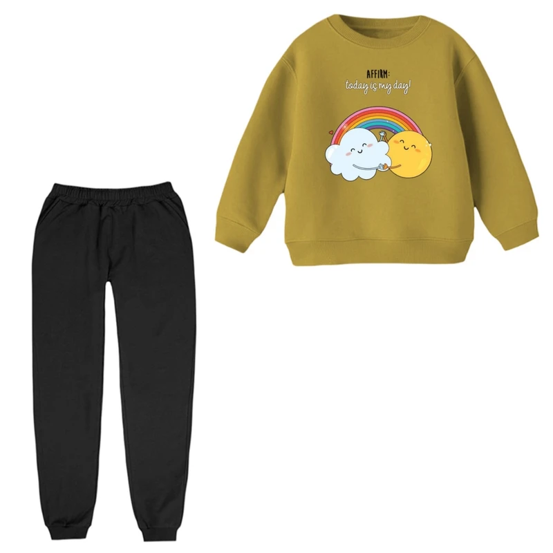 ست سویشرت و شلوار راحتی بچگانه مدل خورشید و ابر 