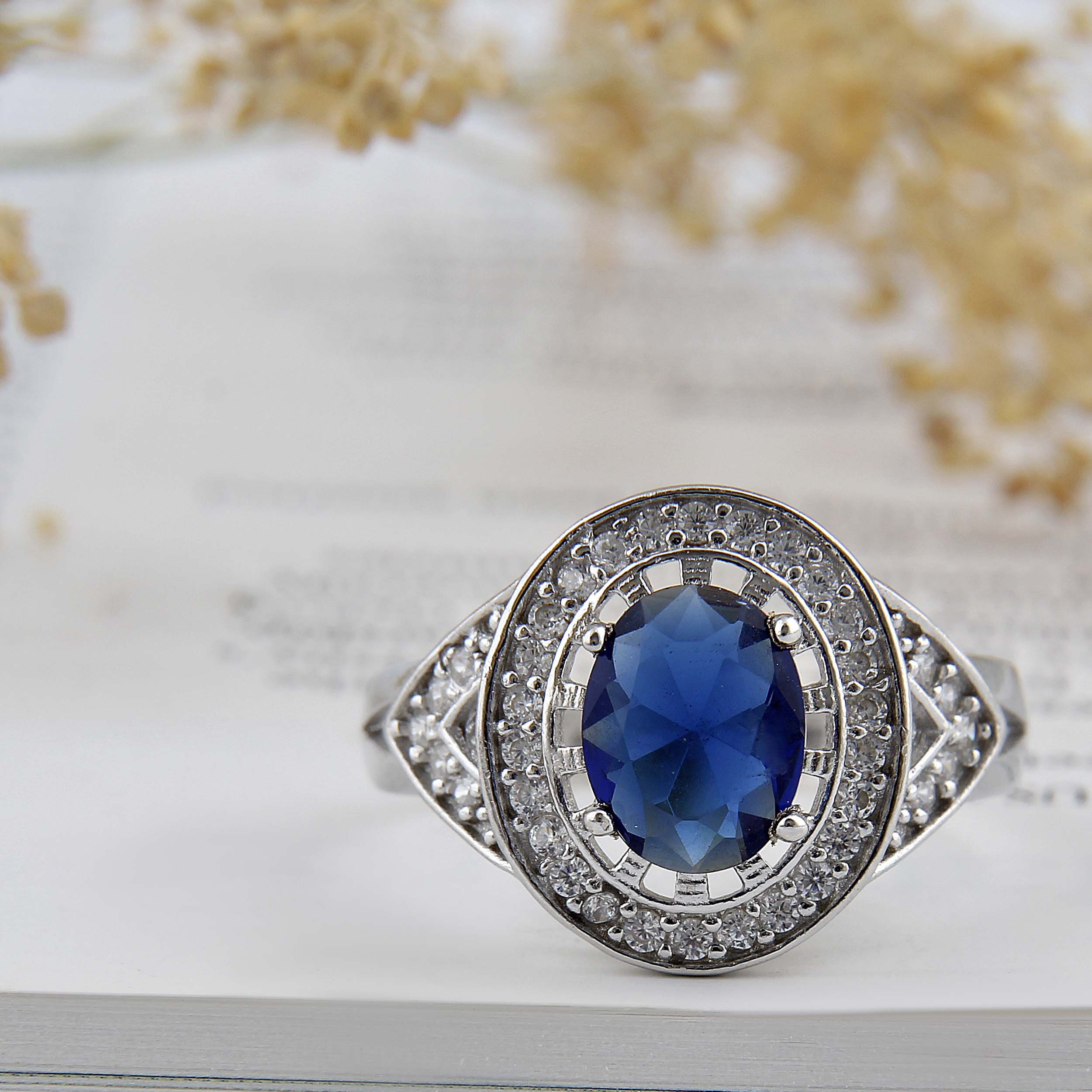 انگشتر نقره زنانه بازرگانی میلادی مدل سنگ کوارتز نگین برلیان بدون ریزش آبکاری رادیوم کد AWR_1576