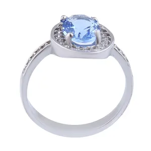 انگشتر نقره زنانه بازرگانی میلادی مدل کوارتز تراش جواهری کد AWR_1195