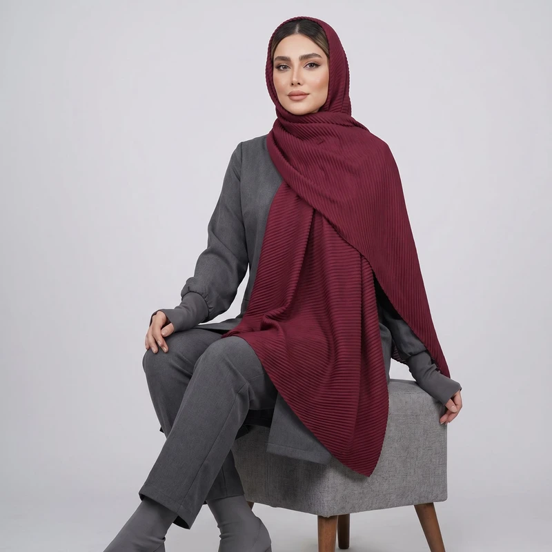 شال زنانه مدل نخی پلیسه ساده شایلی کد 9503