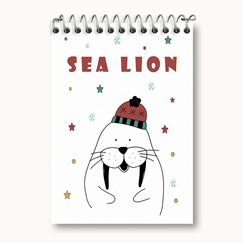 دفتر یادداشت 50 برگ خندالو طرح شیر دریایی کیوت کد N2573