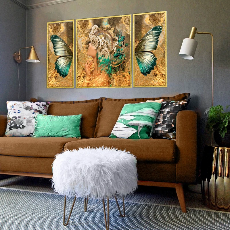 تابلو بکلیت طرح مدرن دیجیتال آرت مدل شاین اکلیلی T-2875 مجموعه 3 عددی