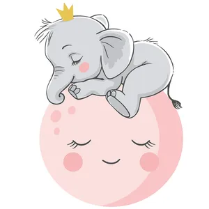 استیکر دیواری کودک مدل فیل روی ماه