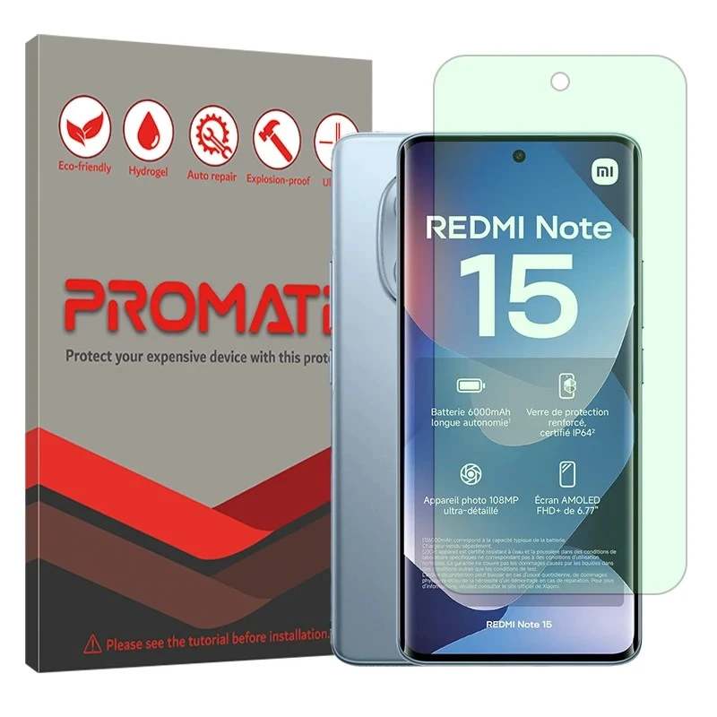 محافظ صفحه نمایش آنتی گرین پرومیت مدل هیدروژلی مناسب برای گوشی موبایل شیائومی Redmi Note 15 4G