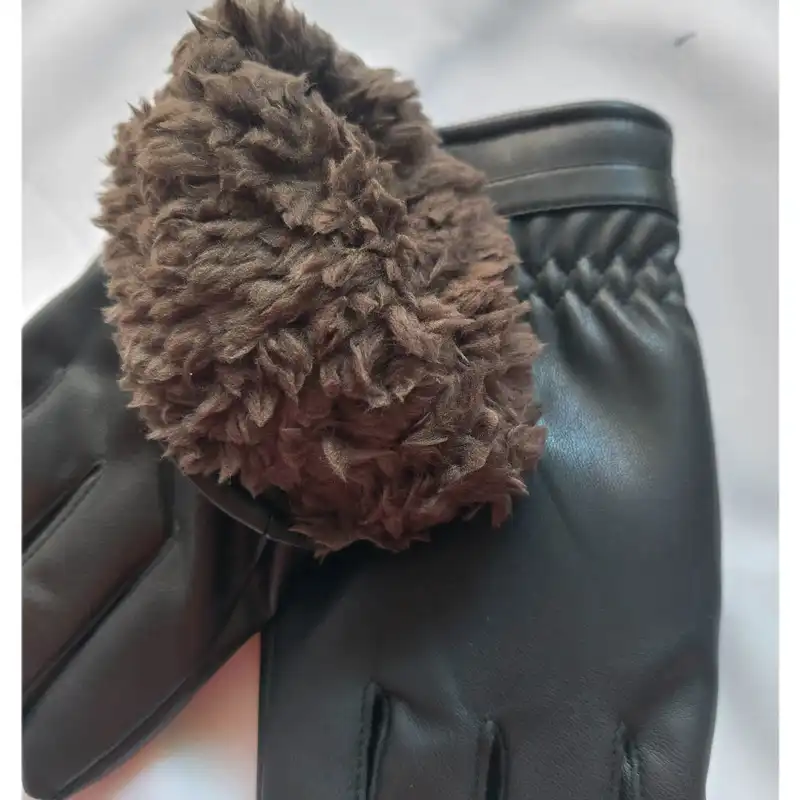 دستکش زنانه مدل چرم داخل خز کد 1