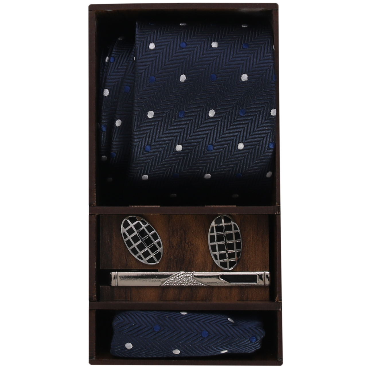  ست کراوات و گیره کراوات و دستمال جیب و دکمه سردست مردانه مدل PJ-103486