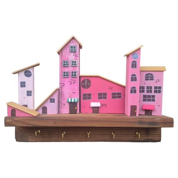 جاکلیدی دیواری چوبی مدل دهکده خانه