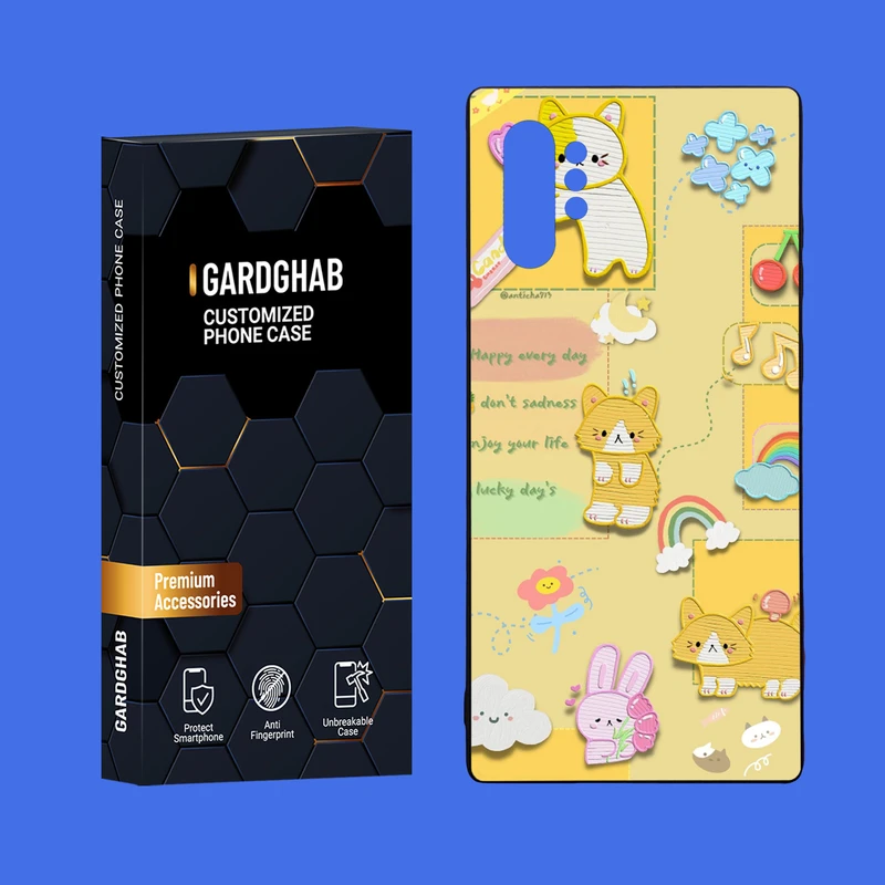 کاور گارد قاب مدل دور ژله ای پشت گلس فانتزی مناسب برای گوشی موبایل سامسونگ Galaxy Note 10 Plus
