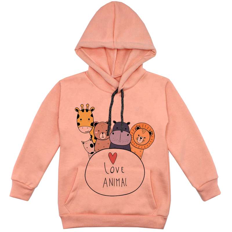 هودی پسرانه مدل حیوانات F203 رنگ گلبهی