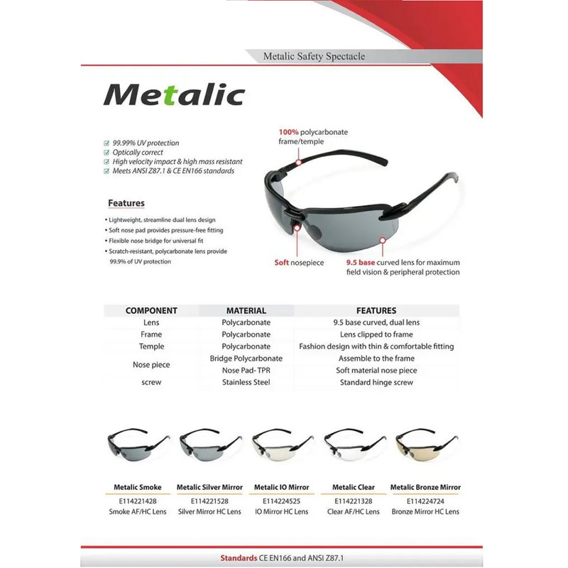 عینک ایمنی مدل METALIC