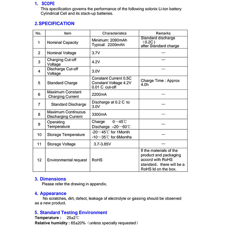 باتری لیتیوم یون 3.7 ولت قابل شارژ سولونیکس ICR 18650 ظرفیت 2200 میلی آمپر
