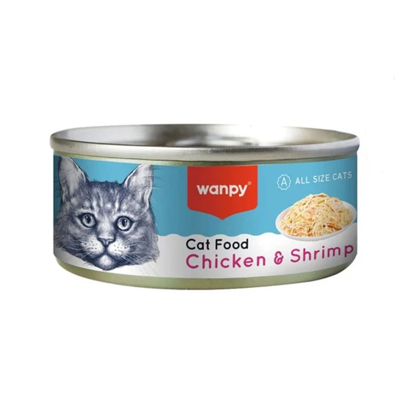 کنسرو غذای گربه بالغ ونپی مدل Cat Food Chicken & Shrimp طعم مرغ و میگو وزن 95 گرم