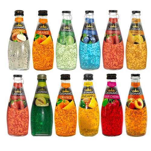 نوشیدنی تخم شربتی با طعم میوه لئونارد - 300 میلی لیتر بسته 12 عددی