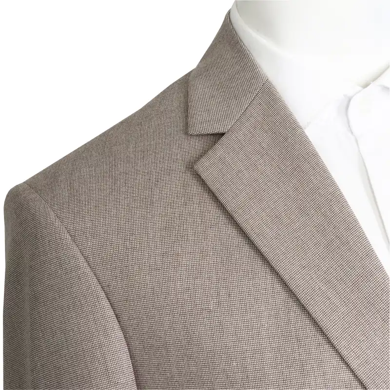 کت و شلوار مردانه مدل یقه انگلیسی رگولار فیت کد 24050 طرح سوزنی کوکما رنگ کرم