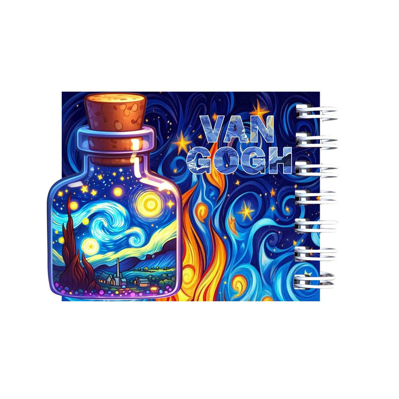 دفترچه یادداشت 25 برگ مدل ونگوگ شب پر ستاره هنری کد CHF2