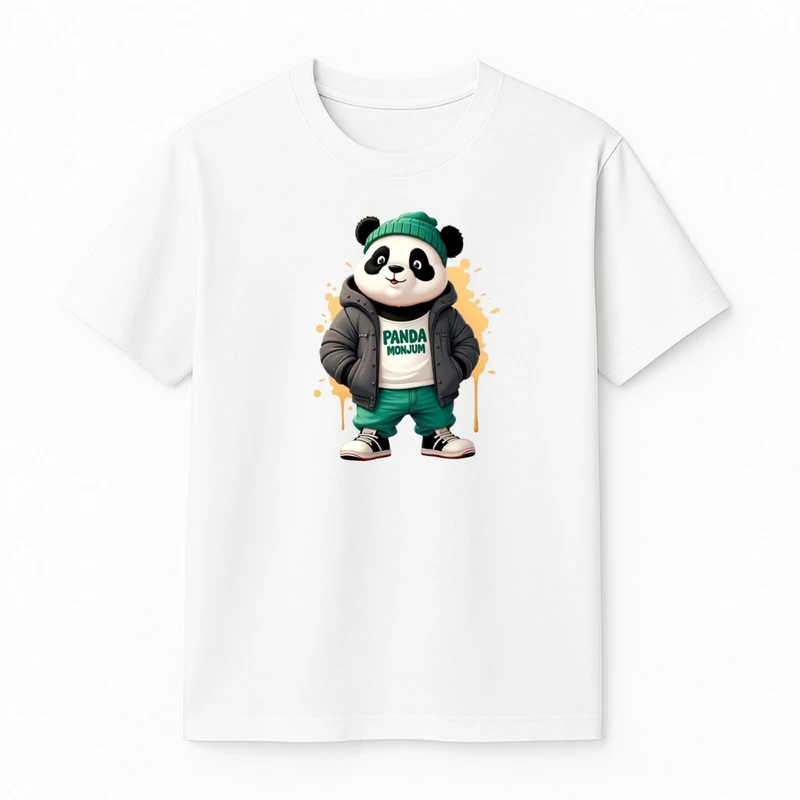 تی‌شرت آستین کوتاه پسرانه مدل پاندا زمستونی کد v5 