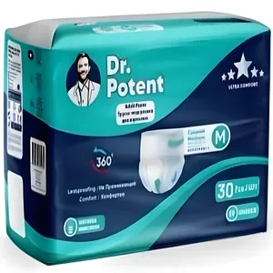 پوشینه شورتی بزرگسال دکتر پوتنت مدل کلاسیک سایز Medium بسته 30 عددی