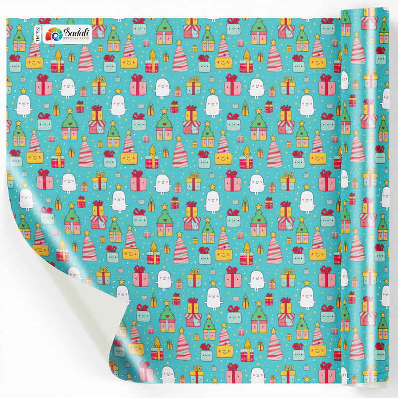 کاغذ کادو صدفی طرح کریسمس بسته 2 عددی