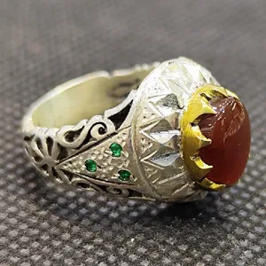 انگشتر نقره مردانه مدل سنگ عقیق یمانی کد 52