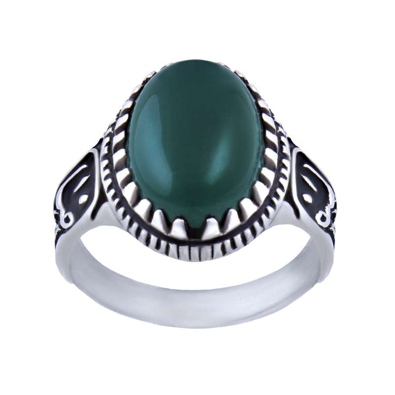 انگشتر نقره مردانه مدل سنگ عقیق سیلندری کد AM_020