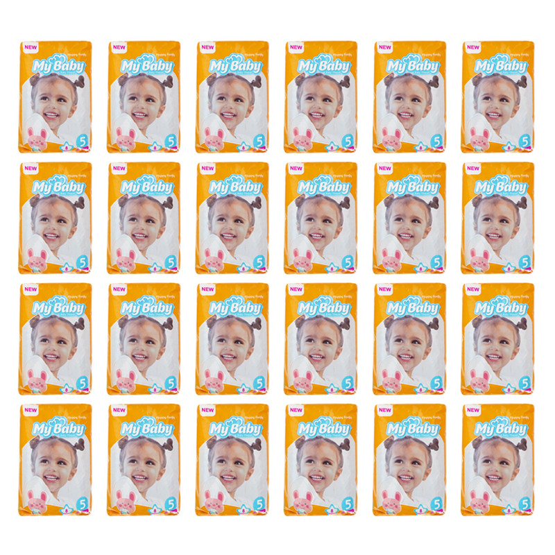 پوشک بچه مای بیبی مدل خانواده شاد سایز 5 بسته 8 عددی مجموعه 24 عددی