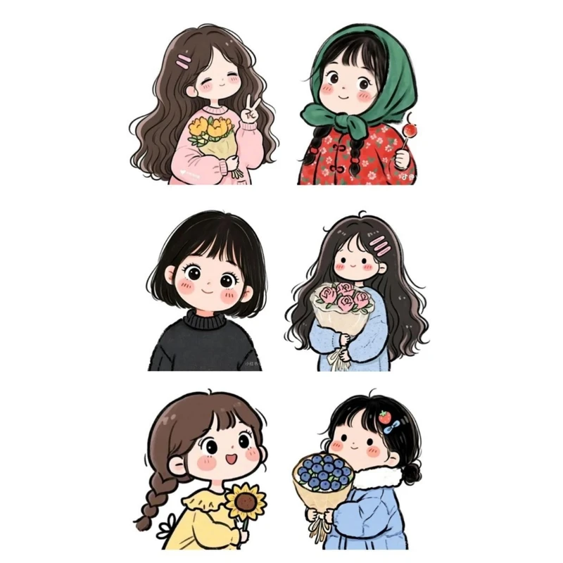 استیکر لب تاپ طرح دخترانه کد 5 مجموعه 6 عددی