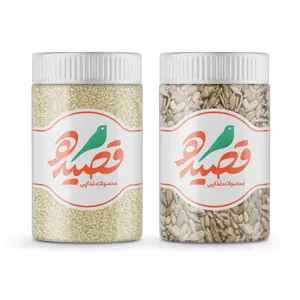 مغز تخمه آفتابگردان قصیده - 250 گرم به همراه کنجد سفید خام قصیده - 250 گرم