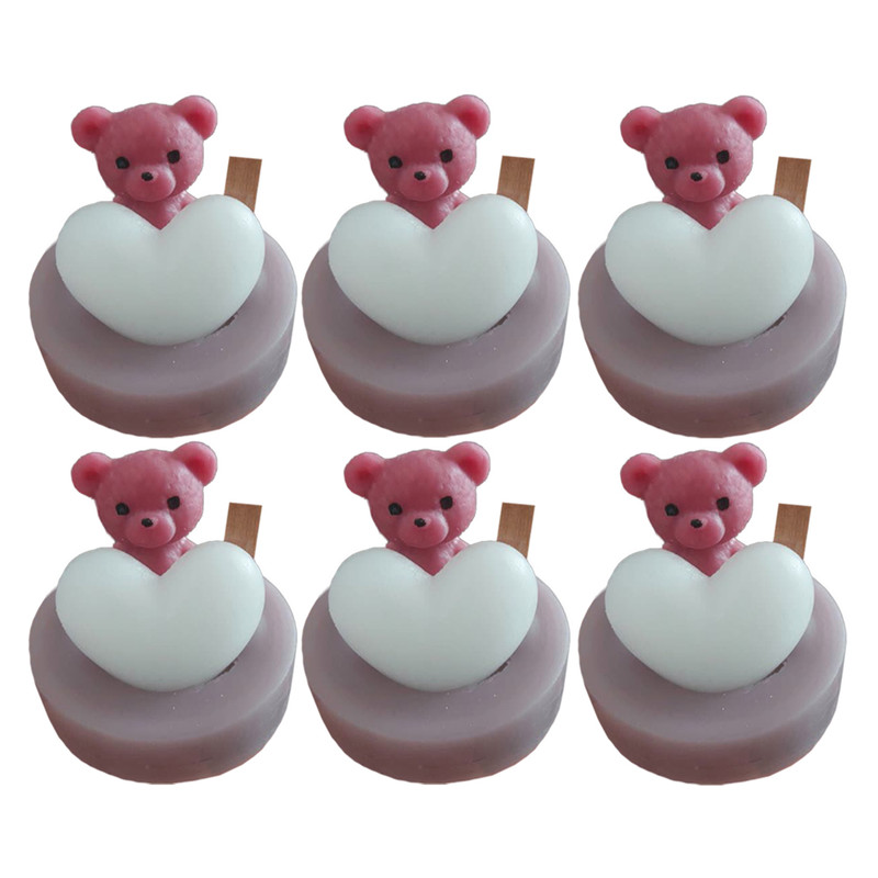 شمع دست ساز مدل گیفت طرح خرس مجموعه 6 عددی