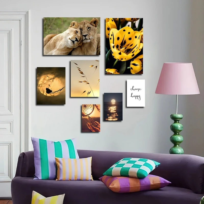 تابلو شاسی بکلیت طرح طبیعت و حیات وحش شیر مدل SH-2360 مجموعه 7 عددی