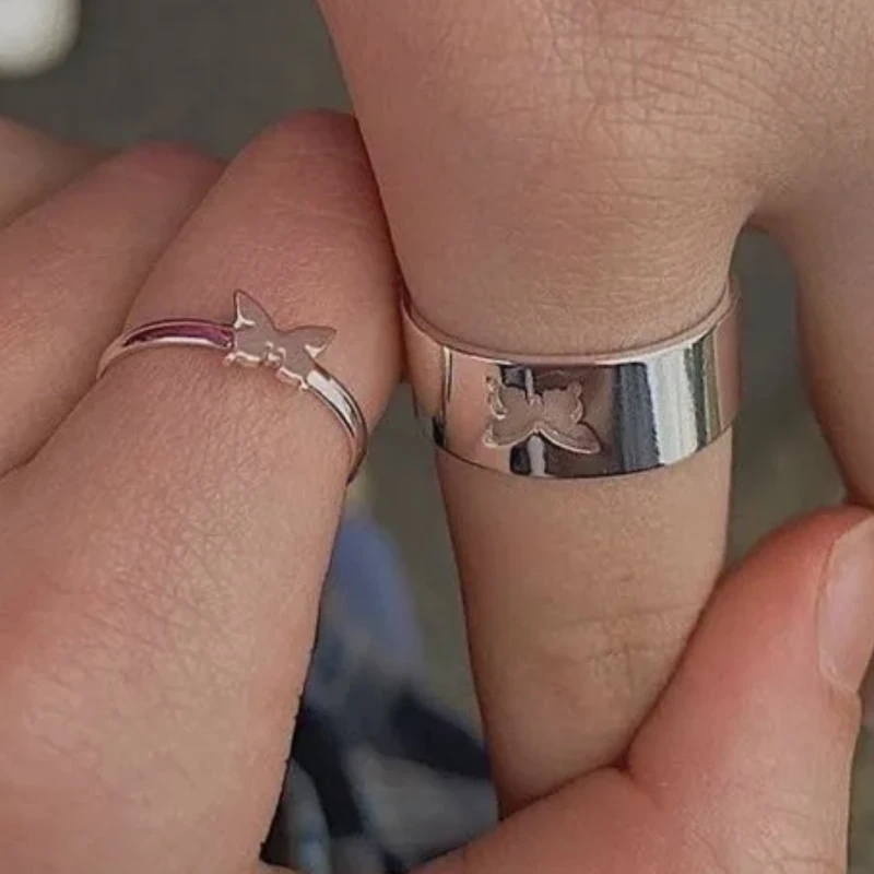 عکس شماره 2 : ست انگشتر زنانه و مردانه مدل مکمل پروانه 84