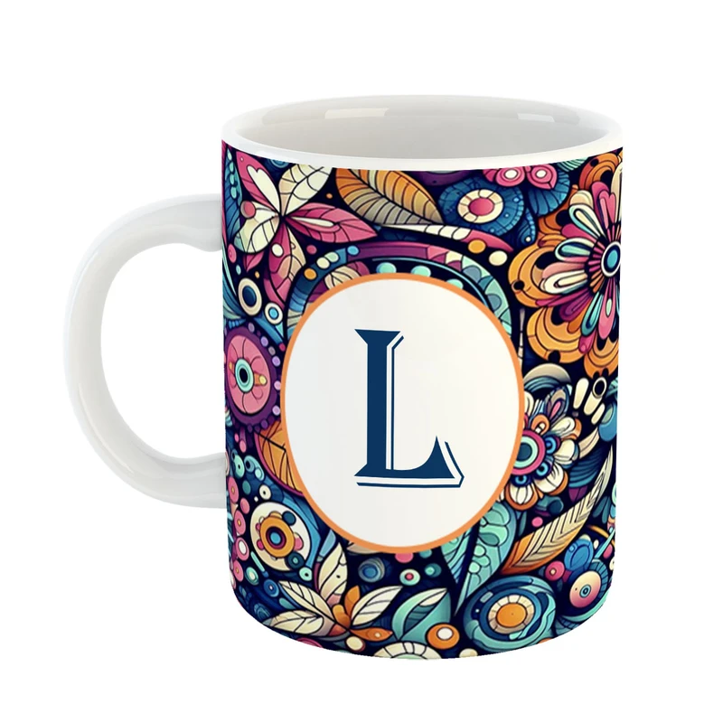 ماگ پادآفرین مدل فانتزی طرح حرف L کد 23