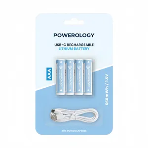 Powerology Rechargeable AAA Battery Model PAAAV2 Pack of 4 