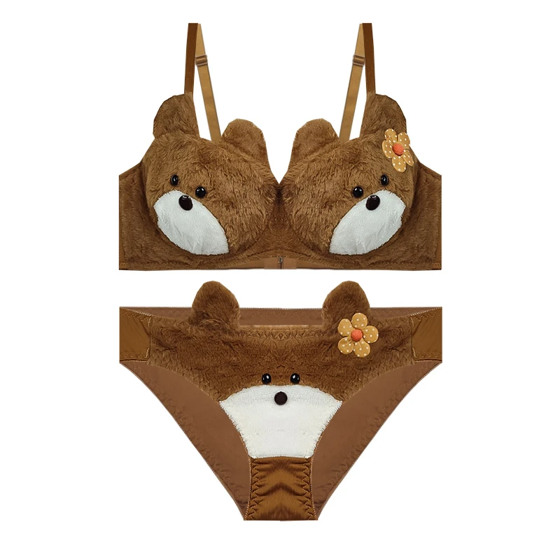 ست شورت و سوتین اسفنجی زنانه مدل تدی فنردار کاپ B کد E073