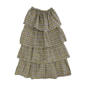 دامن چین‌دار زنانه مدل طبقه ای چهارخونه