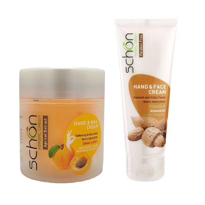 کرم دست و ناخن شون مدل  Apricot Extract حجم 150 میلی لیتر به همراه کرم دست و صورت حجم 75 میلی لیتر