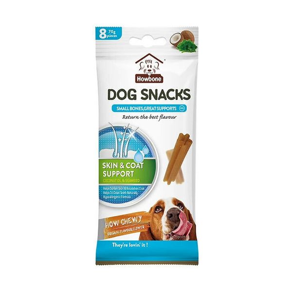 تشویقی سگ هاوبون مدل Dog Snacks Skin & Coat Support طعم سبزیجات وزن 70 گرم