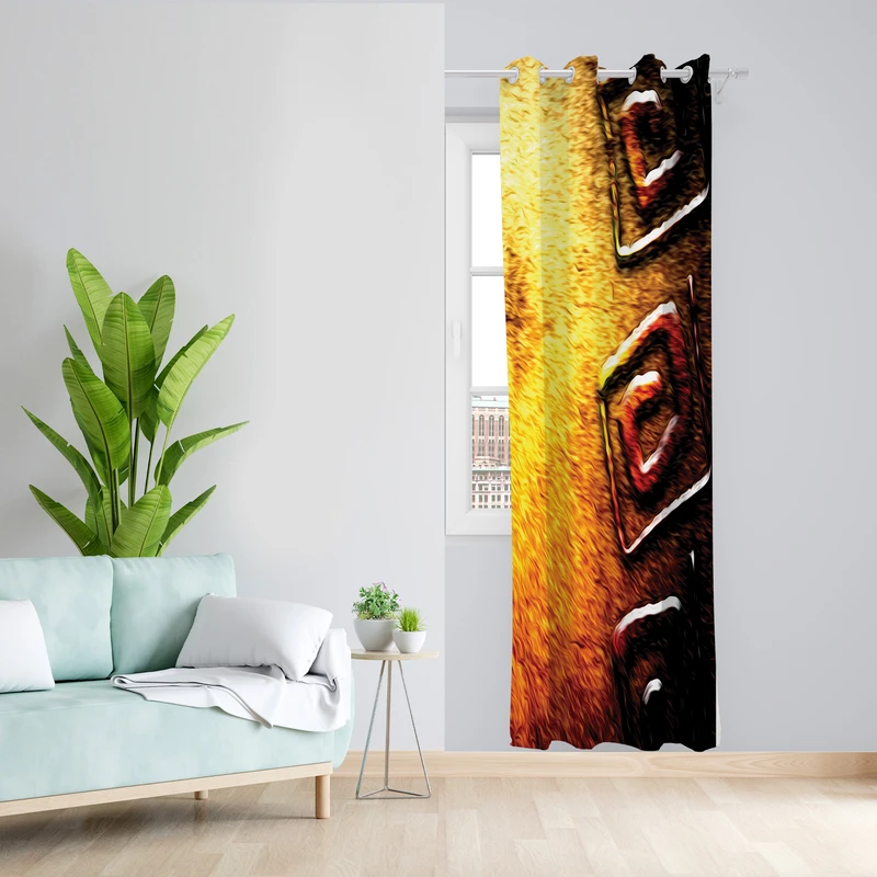 پرده طرح آتش مدل مخمل پانچی کد L 1365R Z سایز 140x200 سانتی متر