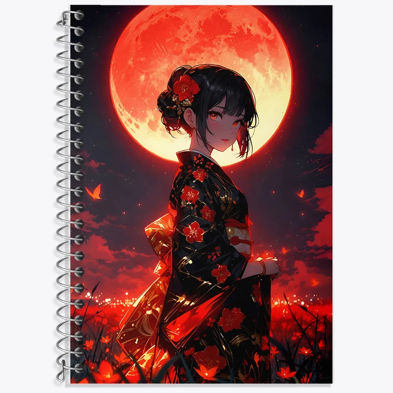 دفتر زبان 50 برگ خندالو مدل دو خط طرح دختر انیمه ای کد F7000