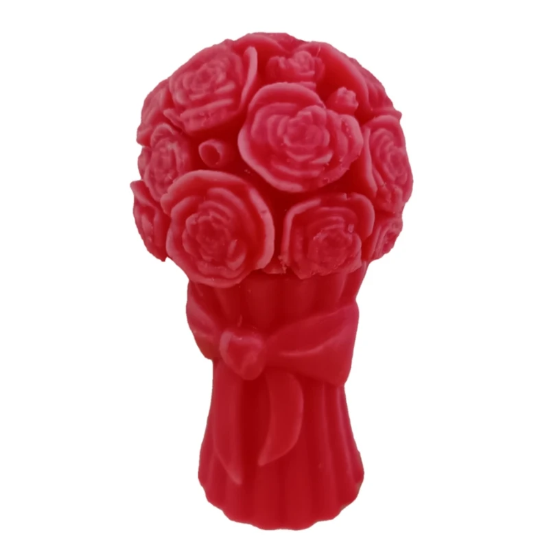 شمع دست ساز بدون بو مدل دسته گل پاپیون دار زمان اتمام 6 ساعت