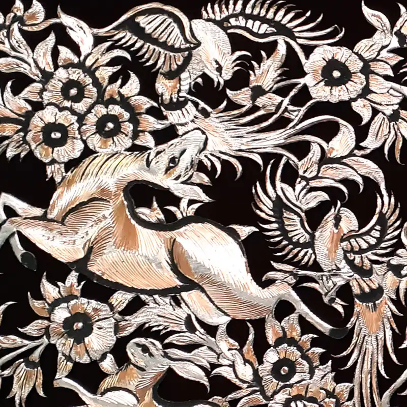 تابلو خاتم کاری طرح گل و مرغ کد 5080