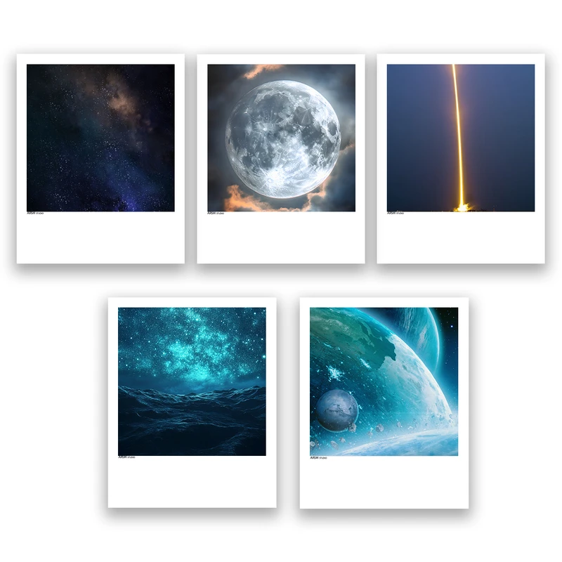 آویز تزیینی عرش مدل فانتزی فضا و کهکشان کد Asa1080 مجموعه پنج عددی