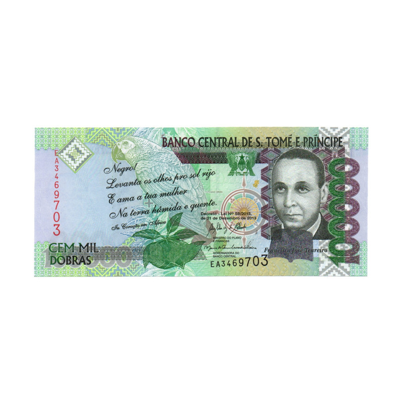 اسکناس تزئینی طرح کشور سائو تئومه مدل 100.000 دبلارس