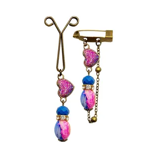 ست گیره روسری و سنجاق سینه زنانه مدل قلب