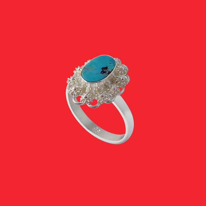 انگشتر نقره زنانه مدل فیروزه نیشابور کد NG5037