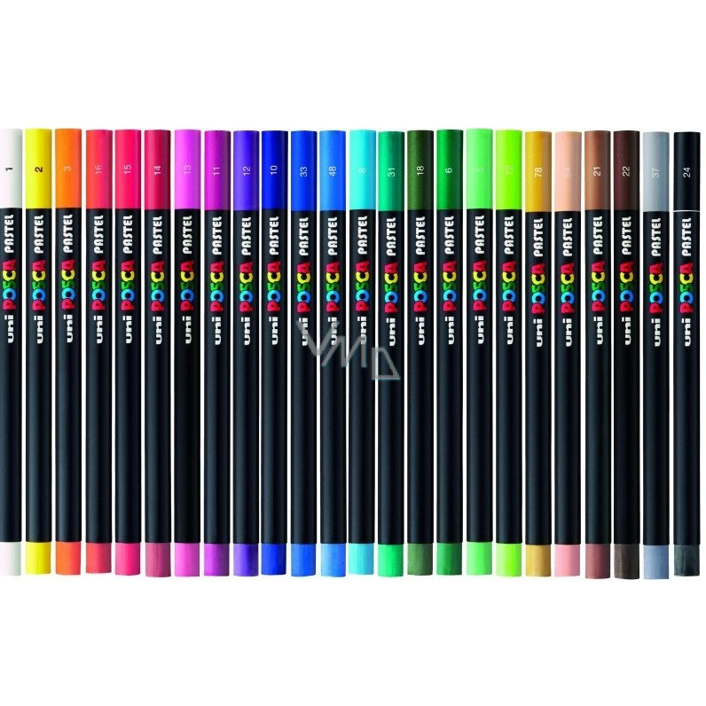 مداد شمعی 24 رنگ یونی بال مدل posca pastel