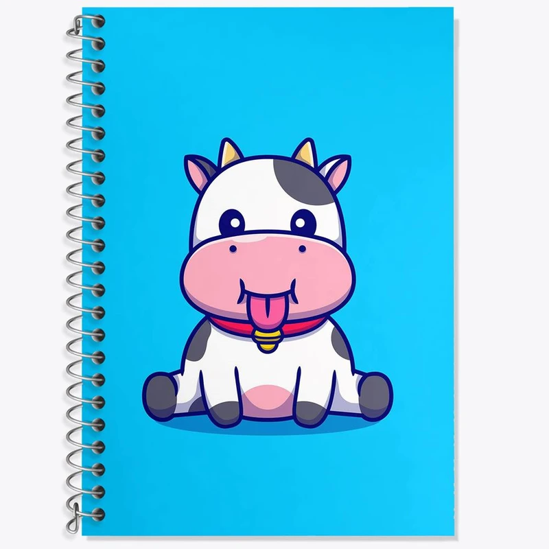 دفتر زبان 50 برگ خندالو مدل دو خط طرح گاو کد 7028