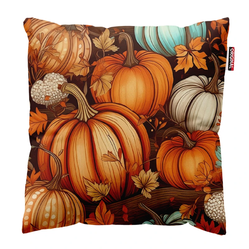 کوسن پاد آفرین مدل پاییز طرح برگ سنجاب کدوتنبل کد PK401854 سایز 40*40 سانتی متر