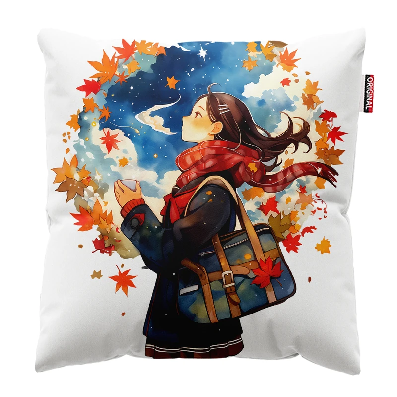 کوسن پاد آفرین مدل پاییز طرح دخترانه کد PK401666 سایز 40*40 سانتی متر