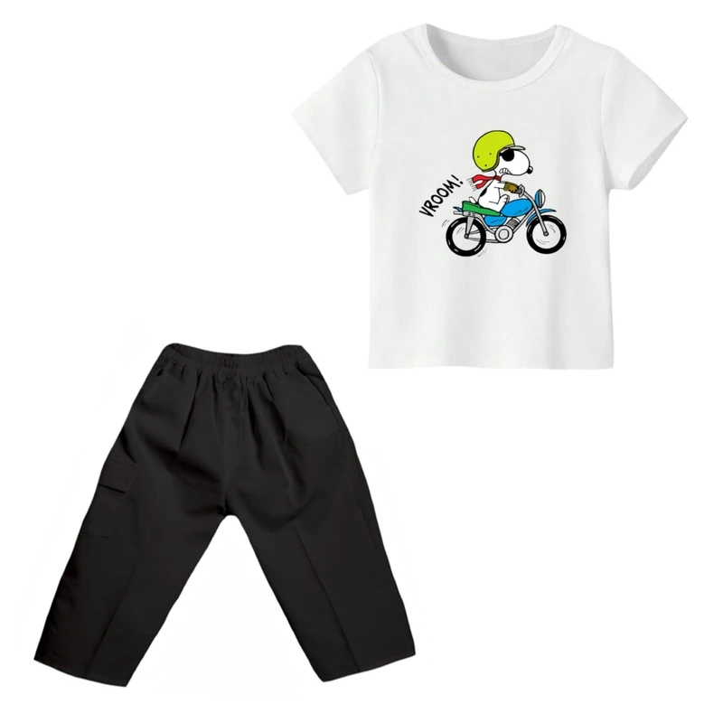 ست تی شرت و شلوارک پسرانه مدل اسنوپی کد ۷۵