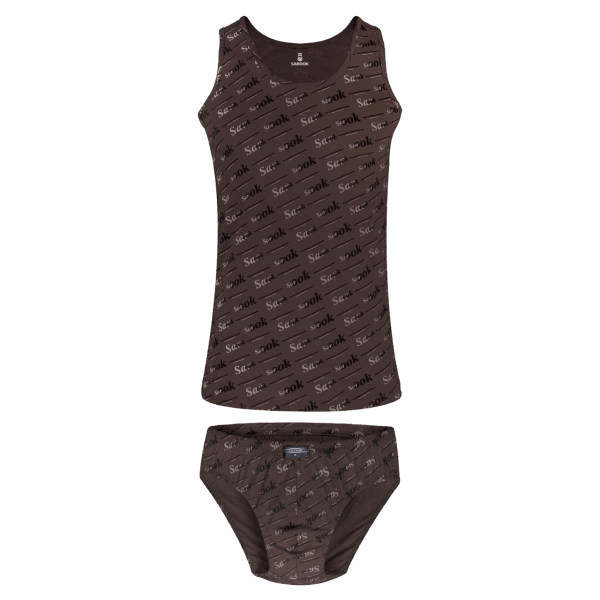 ست زیرپوش و شورت مردانه ساروک مدل کج راه رنگ قهوه ای